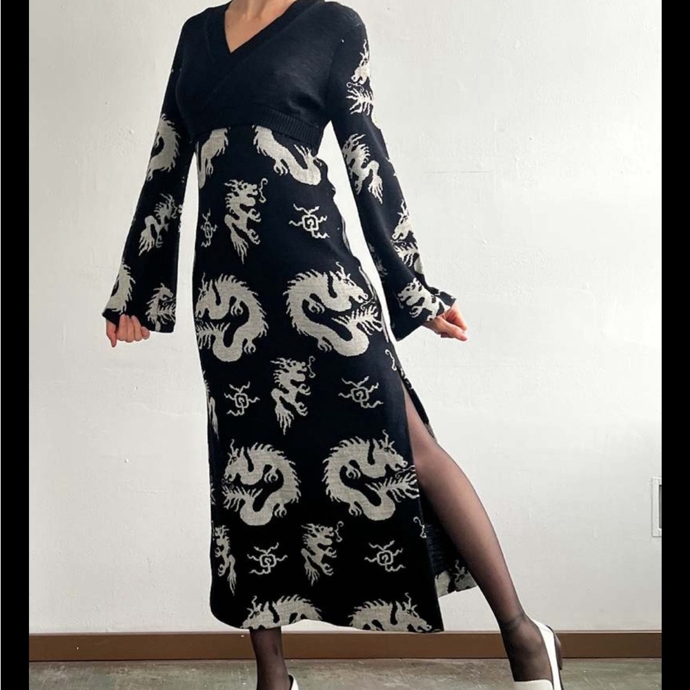 Vintage Giorgio Sant'Angelo Ann Taylor dragon knit dress
